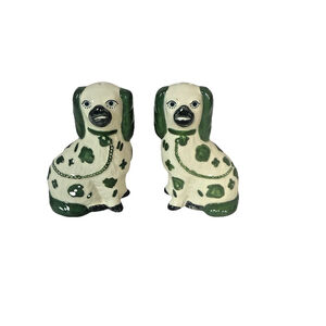 Staffordshire Dog Salt and Pepper Shaker Set - Hand-Painted Ceramic